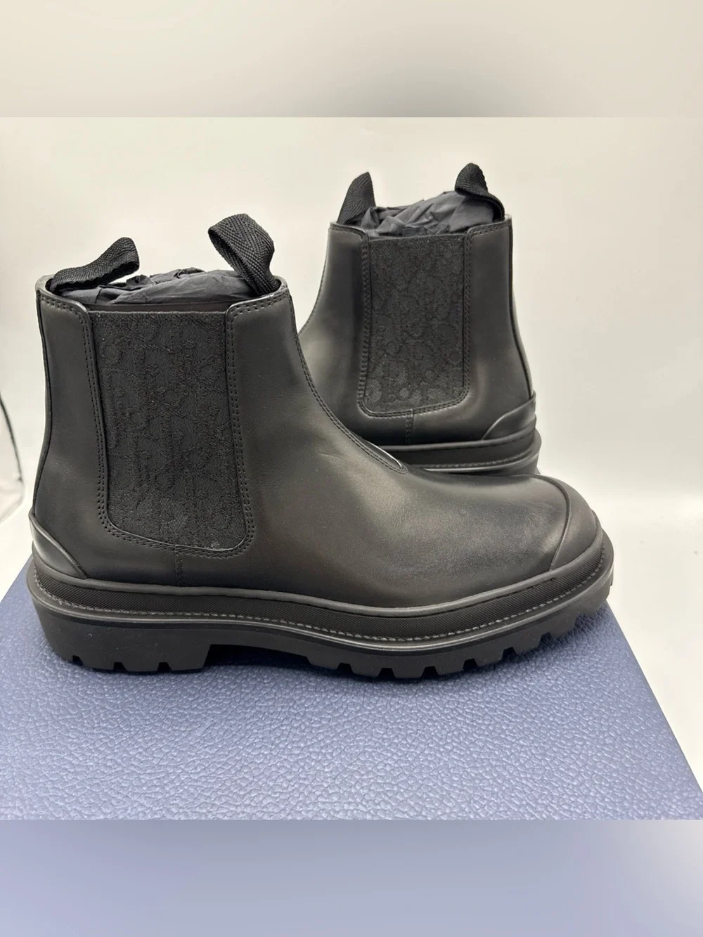 NWB Dior Explorer Chelsea Boot Black Black On Black  Dior Oblique Motif SIZE 40